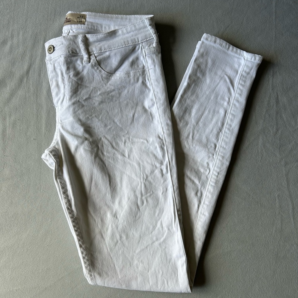 Hollister White Super Skinny Mid-Rise Jeans